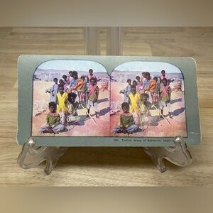 Antique Stereoview Card #1382 Titled "Typical Group of Bisharins, Upper Egypt"